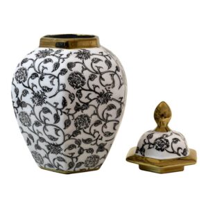 ΚΕΡΑΜΙΚΟ ΒΑΖΟ Fylliana FL22424 ΜΑΥΡΟ-ΛΕΥΚΟ-ΧΡΥΣΟ ΧΡΩΜΑ 21x32εκ