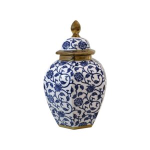 ΚΕΡΑΜΙΚΟ ΒΑΖΟ Fylliana FL22424 ΜΠΛΕ-ΛΕΥΚΟ-ΧΡΥΣΟ ΧΡΩΜΑ 21x32εκ