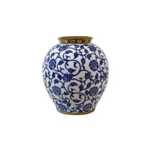 ΚΕΡΑΜΙΚΟ ΒΑΖΟ Fylliana FL22855 ΜΠΛΕ-ΛΕΥΚΟ-ΧΡΥΣΟ ΧΡΩΜΑ 18x21εκ