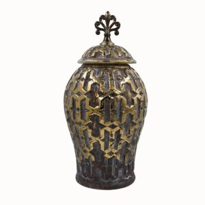 ΚΕΡΑΜΙΚΟ ΒΑΖΟ Fylliana FL2329 ΜΑΥΡΟ-ΧΡΥΣΟ ΧΡΩΜΑ 19x19x41εκ