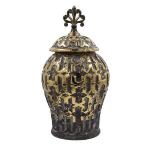 ΚΕΡΑΜΙΚΟ ΒΑΖΟ Fylliana FL2330 ΜΑΥΡΟ-ΧΡΥΣΟ ΧΡΩΜΑ 18x18x36εκ