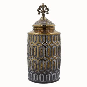 ΚΕΡΑΜΙΚΟ ΒΑΖΟ Fylliana FL2333 ΜΑΥΡΟ-ΧΡΥΣΟ ΧΡΩΜΑ 17x40xεκ