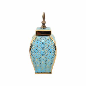 ΚΕΡΑΜΙΚΟ ΒΑΖΟ Fylliana ΣΙΕΛ-ΧΡΥΣΟ 14x14x32.5εκ