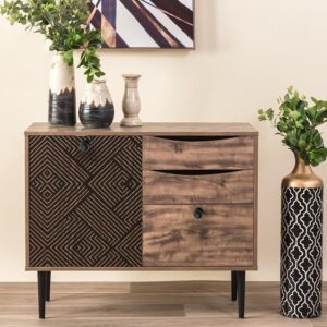 ΚΟΜΟΤΑ Fylliana "Home" ΜΑΥΡΟ ΜΕ GREY OAK 90x39.5x75εκ
