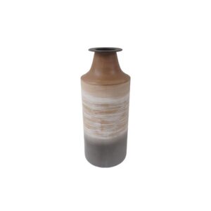 ΜΕΤΑΛΛΙΚΟ ΒΑΖΟ ΔΑΠΕΔΟΥ Fylliana 028 ΓΚΡΙ-ΜΠΕΖ-ΚΑΦΕ 18*18*44εκ sls