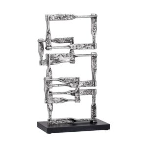 ΜΕΤΑΛΛΙΚΟ ΔΙΑΚΟΣΜΗΤΙΚΟ ΓΕΩΜΕΤΡΙΚΑ ΣΧΕΔΙΑ ΣΕ ΜΑΥΡΗ ΒΑΣΗ Fylliana FL77067 ΑΣΗΜΙ ΑΝΤΙΚΕ ΧΡΩΜΑ 25x10x44εκ