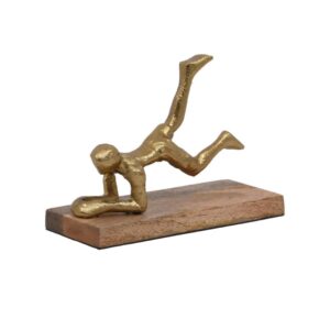 ΜΕΤΑΛΛΙΚΟ ΕΠΙΤΡΑΠΕΖΙΟ ΔΙΑΚΟΣΜΗΤΙΚΟ Fylliana "Yoga" ΧΡΥΣΟ ΧΡΩΜΑ ΜΕ ΞΥΛΙΝΗ ΒΑΣΗ 18x10x15εκ sls