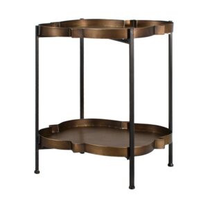 ΜΕΤΑΛΛΙΚΟ ΤΡΑΠΕΖΑΚΙ ΣΑΛΟΝΙΟΥ 2 ΕΠΙΠΕΔΩΝ Fylliana FL0181 ΧΡΥΣΟ - ΜΑΥΡΟ 58x50x62εκ