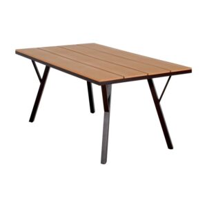 ΜΕΤΑΛΛΙΚΟ ΤΡΑΠΕΖΙ ΚΗΠΟΥ Fylliana FL6514 ΜΕ ΕΠΙΦΑΝΕΙΑ POLYWOOD ΧΡΩΜΑ ΚΑΦΕ 160x91x72εκ s.of