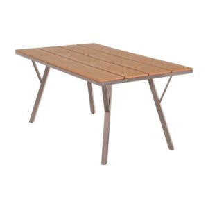 ΜΕΤΑΛΛΙΚΟ ΤΡΑΠΕΖΙ ΚΗΠΟΥ Fylliana FL6514 ΜΕ ΕΠΙΦΑΝΕΙΑ POLYWOOD ΧΡΩΜΑ ΜΠΕΖ 160x91x72εκ s.of
