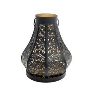 ΜΕΤΑΛΛΙΚΟ ΦΑΝΑΡΙ Fylliana FL12299 ΜΑΥΡΟ-ΧΡΥΣΟ ΧΡΩΜΑ 20x22εκ