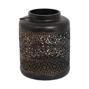 ΜΕΤΑΛΛΙΚΟ ΦΑΝΑΡΙ Fylliana "ROUND" ΜΑΥΡΟ-ΧΡΥΣΟ 90113 16*16*20εκ sls