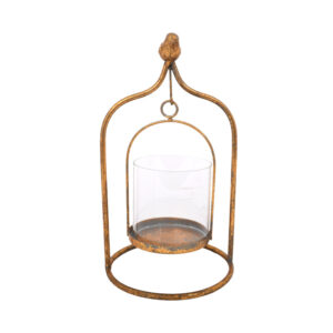 ΜΕΤΑΛΛΙΚΟ ΦΑΝΑΡΙ ΜΕ ΓΥΑΛΙ Fylliana "BIRD" 31x17x11εκ