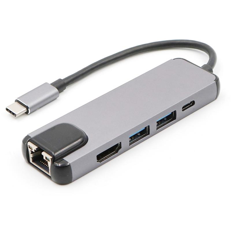 Μετατροπέας 4in1 Type-C to HDMI RJ45 USB3.0 PD Μετατροπέας 4in1 Type-C to HDMI RJ45 USB3.0 PD