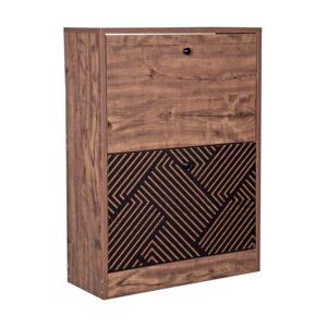 ΠΑΠΟΥΤΣΟΘΗΚΗ Fylliana "Home" 1872 ΜΕ 2 ΠΟΡΤΕΣ ΜΑΥΡΗ GREY OAK-ΜΑΥΡΗ 60x23.5x81εκ