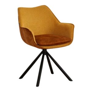 ΠΕΡΙΣΤΡΕΦΟΜΕΝΗ ΚΑΡΕΚΛΑ Fylliana FL5064 ΜΕ ΜΕΤΑΛΛΙΚΑ ΠΟΔΙΑ ΚΑΙ ΚΙΤΡΙΝΟ ΧΡΩΜΑ ΥΦΑΣΜΑΤΟΣ 62x61