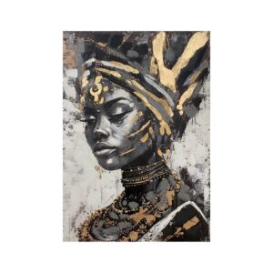 ΠΙΝΑΚΑΣ ΣΕ ΚΑΜΒΑ Fylliana "African lady No2 37314" ΜΑΥΡΟ-ΓΚΡΙ-ΛΕΥΚΟ 70x3x100εκ