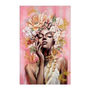 ΠΙΝΑΚΑΣ ΣΕ ΚΑΜΒΑ Fylliana FL0051 ΡΟΖ-ΚΑΦΕ-ΧΡΥΣΟ 80x3x120εκ