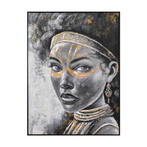 ΠΙΝΑΚΑΣ ΣΕ ΚΑΜΒΑ Fylliana FL2672 WOMAN FACE ΓΚΡΙ-ΧΡΥΣΟ 90x120xεκ