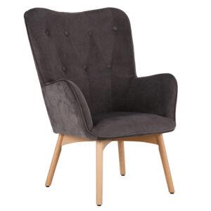 ΠΟΛΥΘΡΟΝΑ Fylliana 8009 ΓΚΡΙ ΒΕΛΟΥΔΟ ΜΕ ΞΥΛΙΝΑ ΠΟΔΙΑ 67x72x97εκ