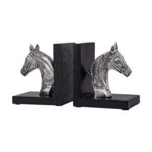 ΣΕΤ 2 ΒΙΒΛΙΟΣΤΑΤΕΣ ΜΕΤΑΛΛΙΚΟΙ "ΑΛΟΓΟ" Fylliana FL76893 ΑΣΗΜΙ ΑΝΤΙΚΕ ΧΡΩΜΑ 25x10x15εκ