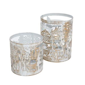 ΣΕΤ 2 ΜΕΤΑΛΛΙΚΑ ΦΑΝΑΡΙΑ Fylliana FL12280 ΛΕΥΚΟ-ΧΡΥΣΟ ΧΡΩΜΑ 10x13 & 9x10εκ