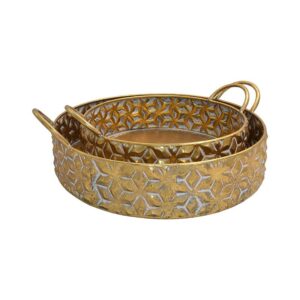 ΣΕΤ 2 ΜΕΤΑΛΛΙΚΟΙ ΔΙΣΚΟΙ Fylliana FL479 ΧΡΥΣΟ ΑΝΤΙΚΕ ΧΡΩΜΑ 45x38x14 & 38x31x14εκ