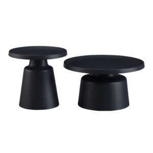 ΣΕΤ 2 ΤΡΑΠΕΖΑΚΙΑ ΣΑΛΟΝΙΟΥ Fylliana FL830 ΜΑΥΡΟ ΧΡΩΜΑ 50x47εκ & 70x39εκ