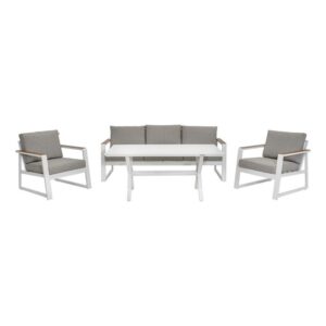 ΣΕΤ ΣΑΛΟΝΙ ΕΞΟΧΗΣ 4 ΤΕΜΑΧΙΩΝ Fylliana "Aylin" ΛΕΥΚΟ ΧΡΩΜΑ 202x85x74εκ