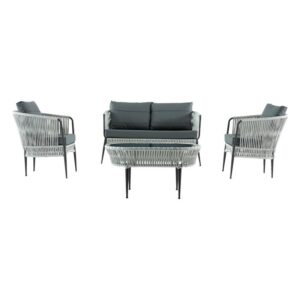 ΣΕΤ ΣΑΛΟΝΙ ΕΞΟΧΗΣ ΑΛΟΥΜΙΝΙΟΥ 4 ΤΜΧ Fylliana Lines ΣΚΟΥΡΟ ΓΚΡΙ-ΑΝΘΡΑΚΙ ΜΕ 2ΘΕΣΙΟ ΚΑΝΑΠΕ