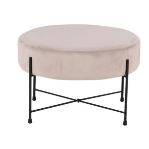 ΣΚΑΜΠΟ ΣΤΡΟΓΓΥΛΟ Fylliana 102 ΜΠΕΖ ΒΕΛΟΥΔΟ ΜΕ ΜΕΤΑΛΛΙΚΑ ΠΟΔΙΑ 60x60x40εκ