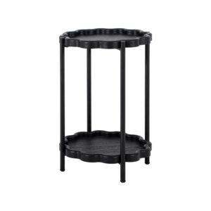 ΣΤΡΟΓΓΥΛΟ ΒΟΗΘΗΤΙΚΟ ΤΡΑΠΕΖΑΚΙ MDF ΣΑΛΟΝΙΟΥ Fylliana FL03246 ΜΑΥΡΟ ΧΡΩΜΑ 40x60εκ