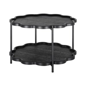 ΣΤΡΟΓΓΥΛΟ ΒΟΗΘΗΤΙΚΟ ΤΡΑΠΕΖΑΚΙ MDF ΣΑΛΟΝΙΟΥ Fylliana FL03248 ΜΑΥΡΟ ΧΡΩΜΑ 80x48εκ