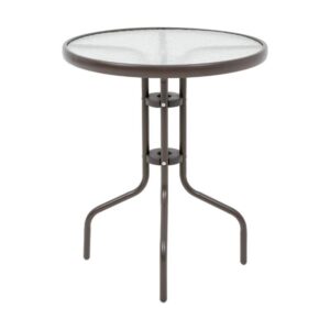 ΣΤΡΟΓΓΥΛΟ ΤΡΑΠΕΖΙ ΚΗΠΟΥ Fylliana 001 ΚΑΦΕ ΧΡΩΜΑ 60x70εκ