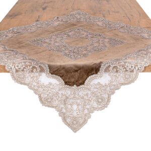 ΤΡΑΠΕΖΟΜΑΝΤΗΛΟ FYLLIANA ΚΑΦΕ ΧΡΩΜΑ 85x85εκ