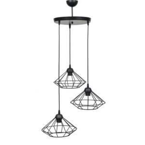 ΤΡΙΦΩΤΟ ΚΡΕΜΑΣΤΟ ΦΩΤΙΣΤΙΚΟ ΟΡΟΦΗΣ ΜΕΤΑΛΛΙΚΟ Fylliana ΜΑΥΡΟ ΧΡΩΜΑ Ε27 30x75εκ