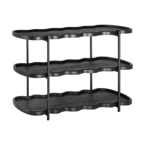 ΤΡΙΩΡΟΦΗ ΒΟΗΘΗΤΙΚΗ ΟΒΑΛ ΡΑΦΙΕΡΑ MDF ΜΕ ΜΕΤΑΛΛΙΚΑ ΠΟΔΙΑ Fylliana FL03392  ΜΑΥΡΟ ΧΡΩΜΑ 120x40x80εκ