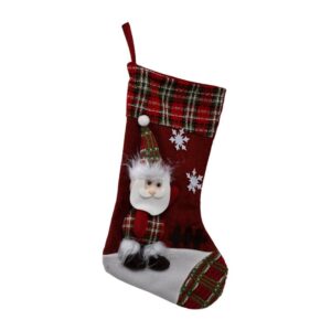 ΧΡΙΣΤΟΥΓΕΝΝΙΑΤΙΚΗ ΔΙΑΚΟΣΜΗΤΙΚΗ ΚΑΛΤΣΑ "SANTA+SNOWMAN" 1/2 ΚΟΚΚΙΝΟ-ΠΡΑΣΙΝΟ ΚΑΡΟ 27x23x50εκ