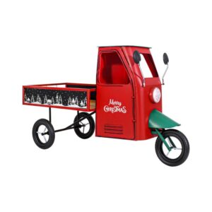 ΧΡΙΣΤΟΥΓΕΝΝΙΑΤΙΚΟ ΔΙΑΚΟΣΜΗΤΙΚΟ ΜΕΤΑΛΛΙΚΟ RETRO ΤΡΙΚΥΚΛΟ ΣΚΟΥΤΕΡ ΜΕ ΚΑΡΟΤΣΑ FYLLIANA FL064 ΚΟΚΚΙΝΟ-ΠΡΑΣΙΝΟ ΧΡΩΜΑ 162x62x94εκ
