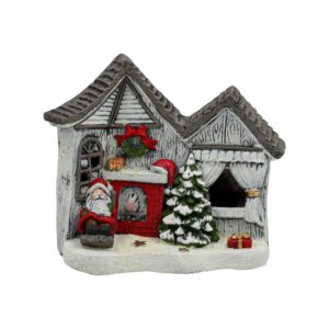 ΧΡΙΣΤΟΥΓΕΝΝΙΑΤΙΚΟ ΚΕΡΑΜΙΚΟ ΣΠΙΤΙ ΜΕ ΑΓΙΟ ΒΑΣΙΛΗ FYLLIANA FL236107 ΓΚΡΙ-ΛΕΥΚΟ-ΚΟΚΚΙΝΟ ΧΡΩΜΑ 44x20x36εκ