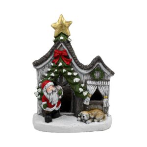 ΧΡΙΣΤΟΥΓΕΝΝΙΑΤΙΚΟ ΚΕΡΑΜΙΚΟ ΣΠΙΤΙ ΜΕ ΑΓΙΟ ΒΑΣΙΛΗ FYLLIANA FL236109 ΓΚΡΙ-ΛΕΥΚΟ-ΚΟΚΚΙΝΟ ΧΡΩΜΑ 36x17x45εκ