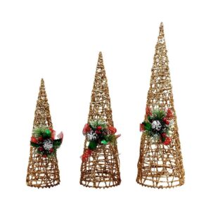 ΧΡΙΣΤΟΥΓΕΝΝΙΑΤΙΚΟ ΦΩΤΙΖΟΜΕΝΟ ΔΙΑΚΟΣΜΗΤΙΚΟ ΔΕΝΤΡΟ ΣΕΤ 3ΤΕΜ FL2021 ΜΠΡΟΝΖΕ ΧΡΩΜΑ 40εκ