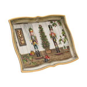 ΧΡΙΣΤΟΥΓΕΝΝΙΑΤΙΚΟΣ ΠΛΑΣΤΙΚΟΣ ΔΙΣΚΟΣ ΣΕΡΒΙΡΙΣΜΑΤΟΣ Fylliana FL10142 ΚΟΚΚΙΝΟ-ΛΕΥΚΟ-ΚΑΦΕ 43x32x3εκ