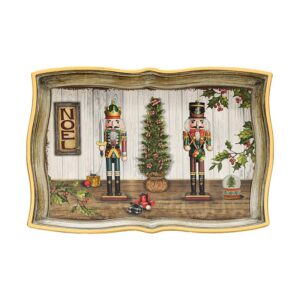 ΧΡΙΣΤΟΥΓΕΝΝΙΑΤΙΚΟΣ ΠΛΑΣΤΙΚΟΣ ΔΙΣΚΟΣ ΣΕΡΒΙΡΙΣΜΑΤΟΣ Fylliana FL10282 ΚΟΚΚΙΝΟ-ΛΕΥΚΟ-ΚΑΦΕ 35x24x3εκ