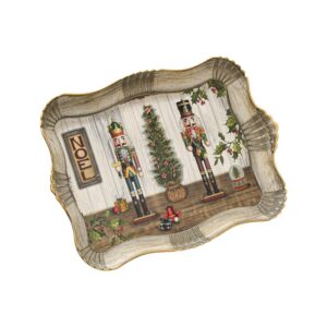 ΧΡΙΣΤΟΥΓΕΝΝΙΑΤΙΚΟΣ ΠΛΑΣΤΙΚΟΣ ΔΙΣΚΟΣ ΣΕΡΒΙΡΙΣΜΑΤΟΣ Fylliana FL10552 ΚΟΚΚΙΝΟ-ΛΕΥΚΟ-ΚΑΦΕ 43x30x3εκ