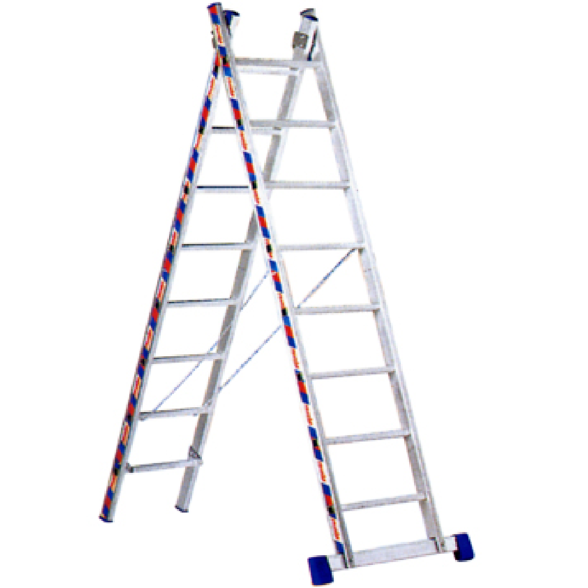 Σκάλα επαγγελματική αλουμινίου διπλή - 2*07 σκαλιά ύψος Α/Β: 2,00m/3,00m. 00m/3