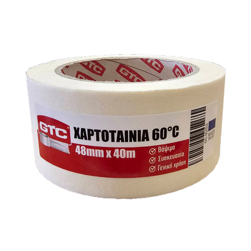 GTC Χαρτοταινία λευκή 48mm*40m GTC Χαρτοταινία λευκή 48mm*40m
