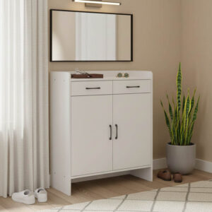 Παπουτσοθήκη Gazen pakoworld 12 ζεύγων με συρτάρια σε λευκή απόχρωση 80x33x100εκ