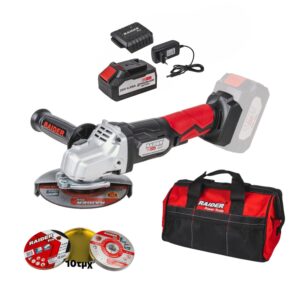 RAIDER R20 combo-01 Γωνιακός τροχός με φορτιστή & μπαταρία 4Ah/1h δίσκοι 10τεμ. & τσάντα