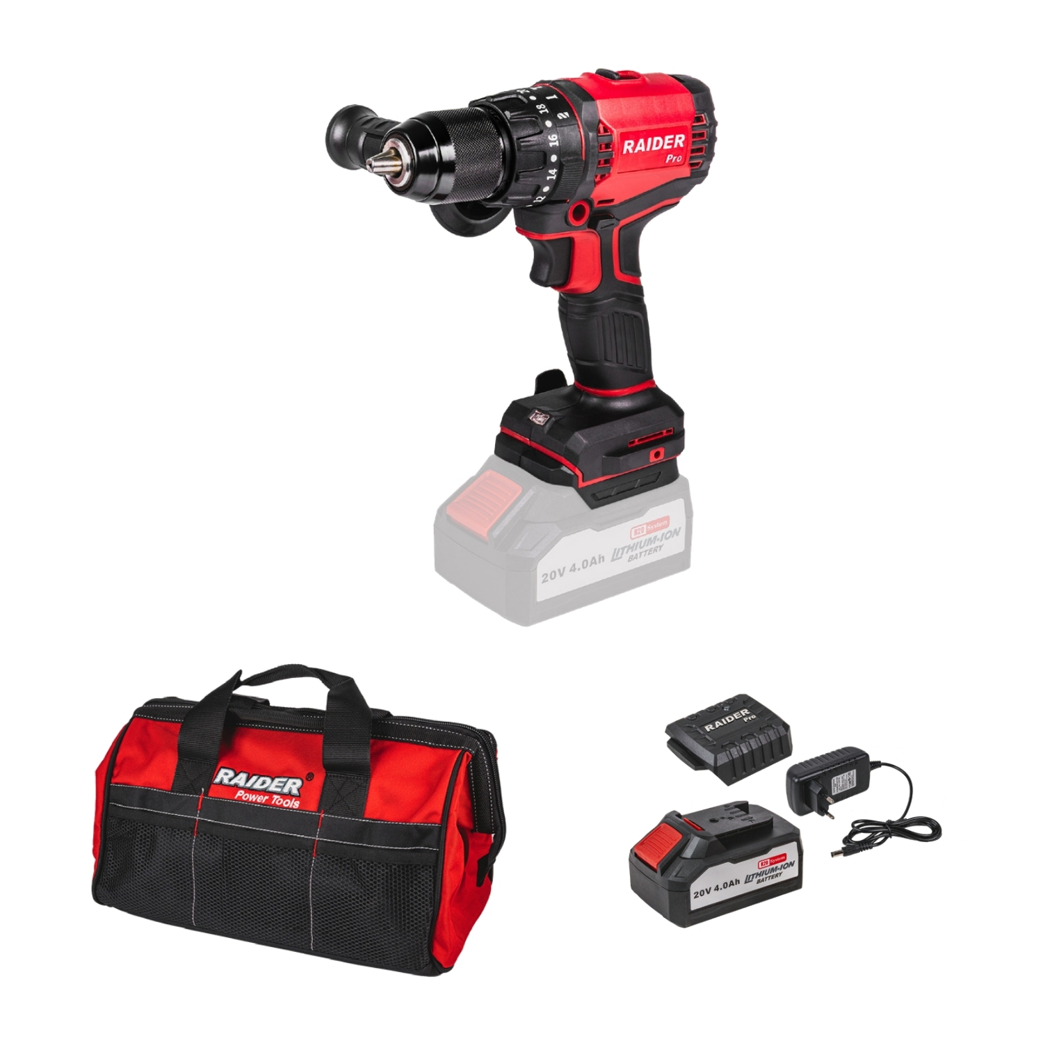 RAIDER R20 combo-03 Δραπανοκατσάβιδο κρουστικό με φορτιστή & μπαταρία 4Ah & τσάντα RAIDER R20 combo-03 Δραπανοκατσάβιδο κρουστικό με φορτιστή & μπαταρία 4Ah & τσάντα
